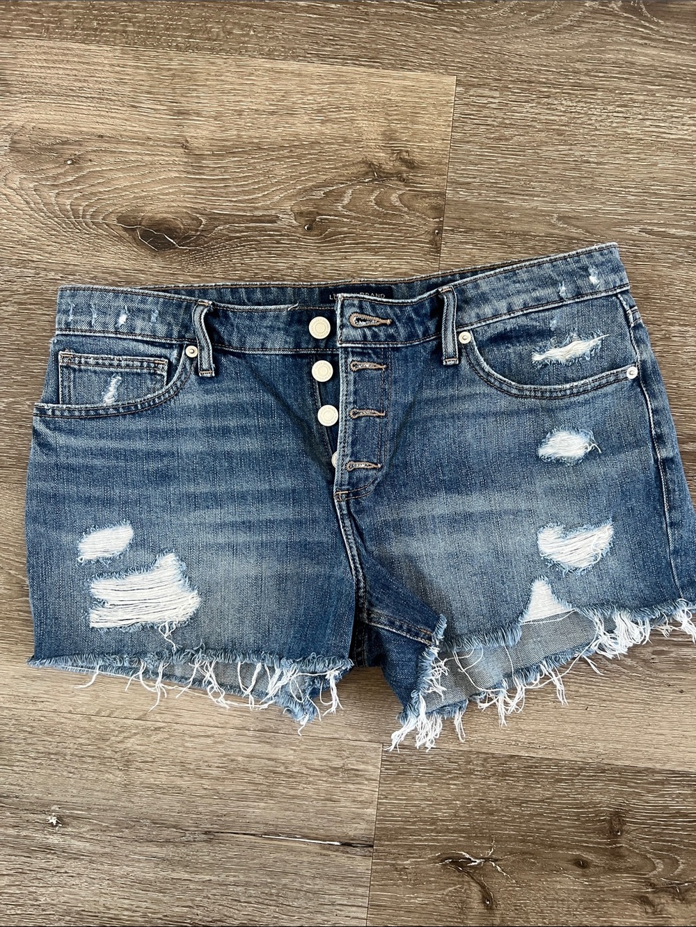Lucky Brand Distressed Denim Cutoff Shorts - Blue Wash